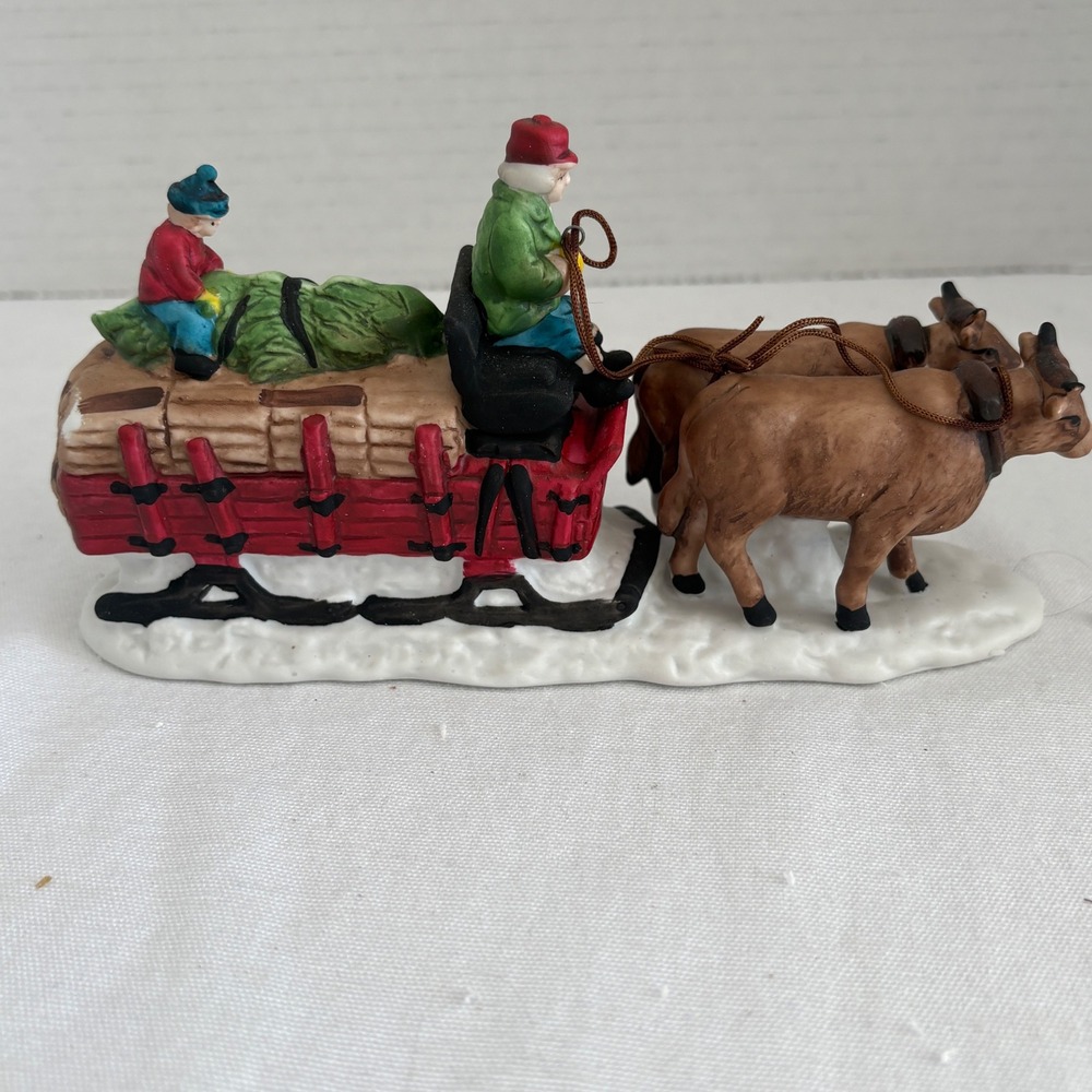 Department 56 Heritage Village Ox Sled Porcelain Figurine 5951-0 Vintage Box - Picture 6 of 11